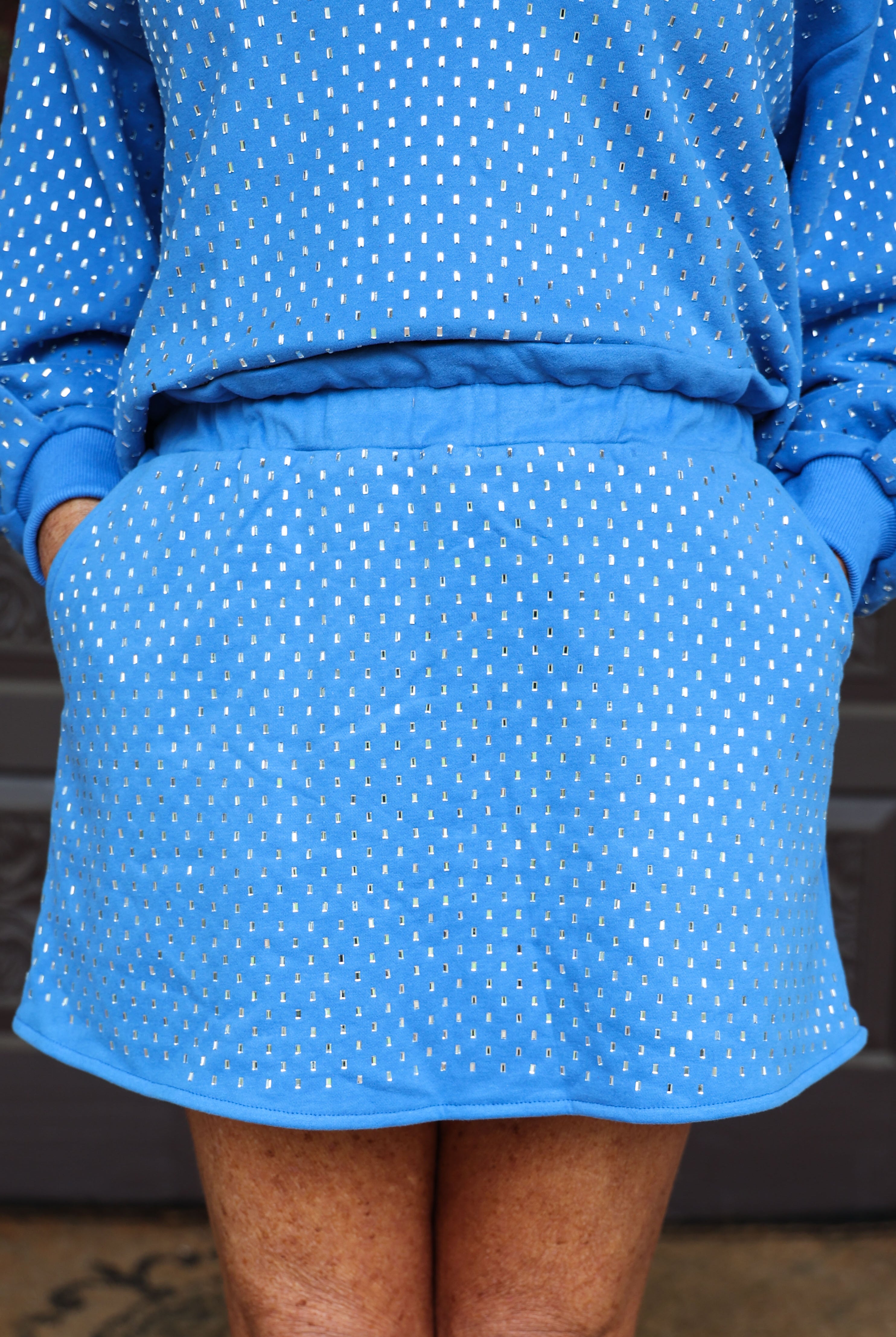 Queen Of Sparkles Royal Blue Scattered Rhinestone Skort-Skirts-Queen Of Sparkles-Deja Nu Boutique, Women's Fashion Boutique in Lampasas, Texas