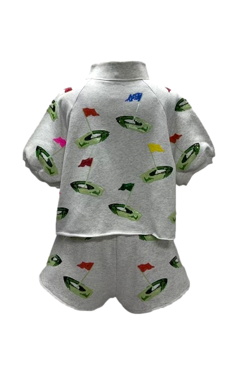 Queen Of Sparkles Grey Hole In One Stripe Collar Top-Tops-Queen Of Sparkles-Deja Nu Boutique, Women's Fashion Boutique in Lampasas, Texas