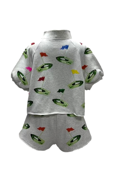 Queen Of Sparkles Grey Hole In One Stripe Collar Top-Tops-Queen Of Sparkles-Deja Nu Boutique, Women's Fashion Boutique in Lampasas, Texas