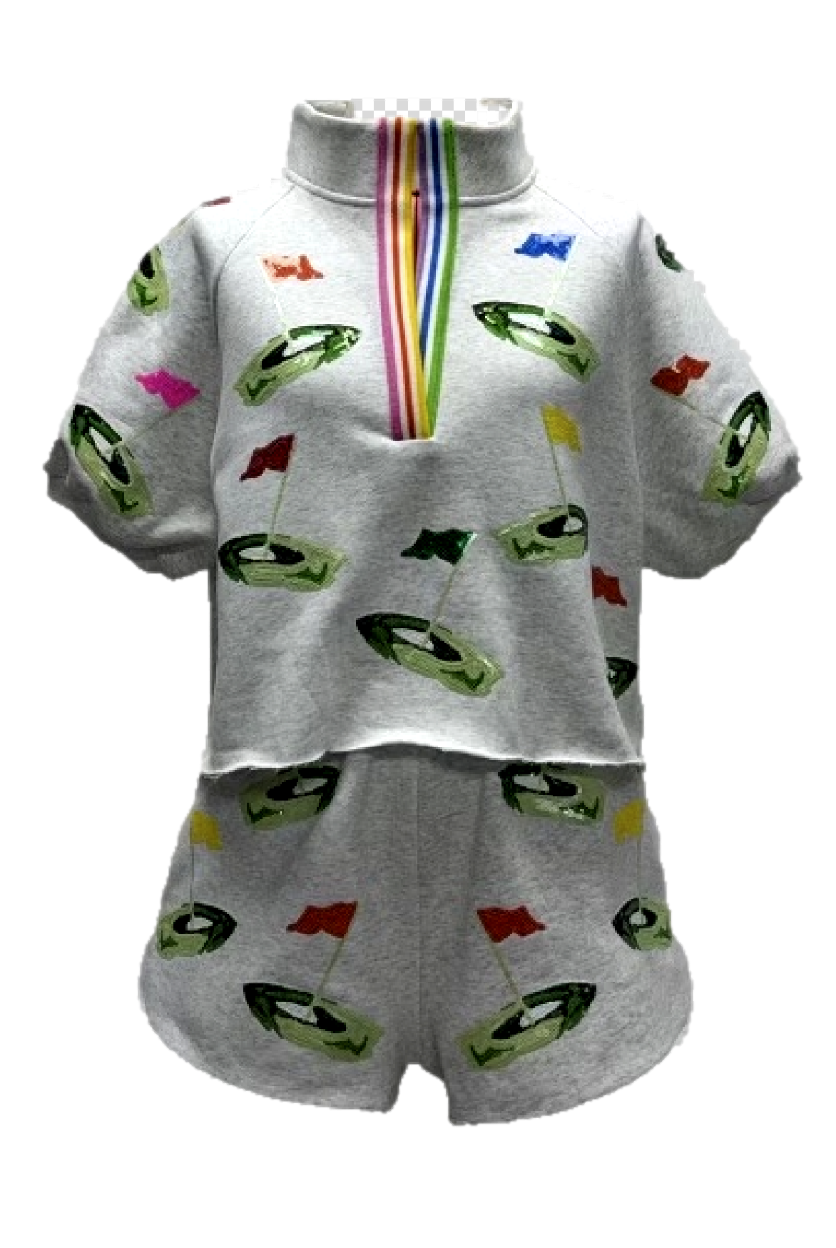 Queen Of Sparkles Grey Hole In One Stripe Collar Top-Tops-Queen Of Sparkles-Deja Nu Boutique, Women's Fashion Boutique in Lampasas, Texas