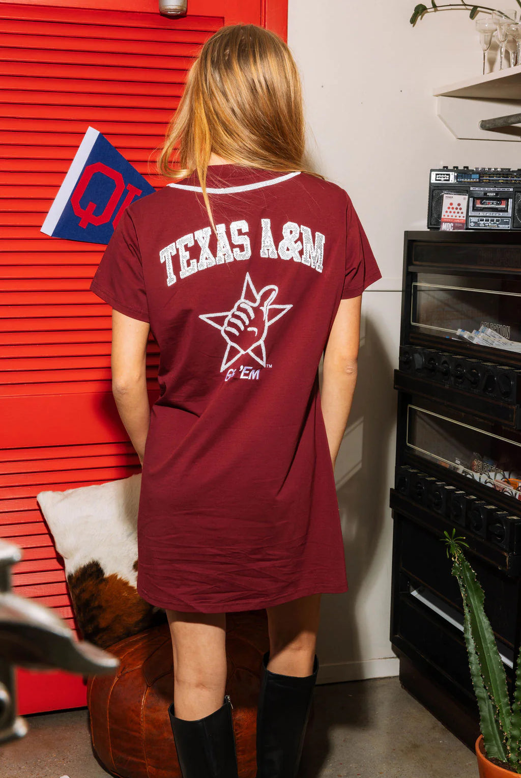 Queen Of Sparkles Licensed-Maroon Texas A&M Baseball Jersey Tee Dress-Short Dresses-Queen Of Sparkles-Deja Nu Boutique, Women's Fashion Boutique in Lampasas, Texas