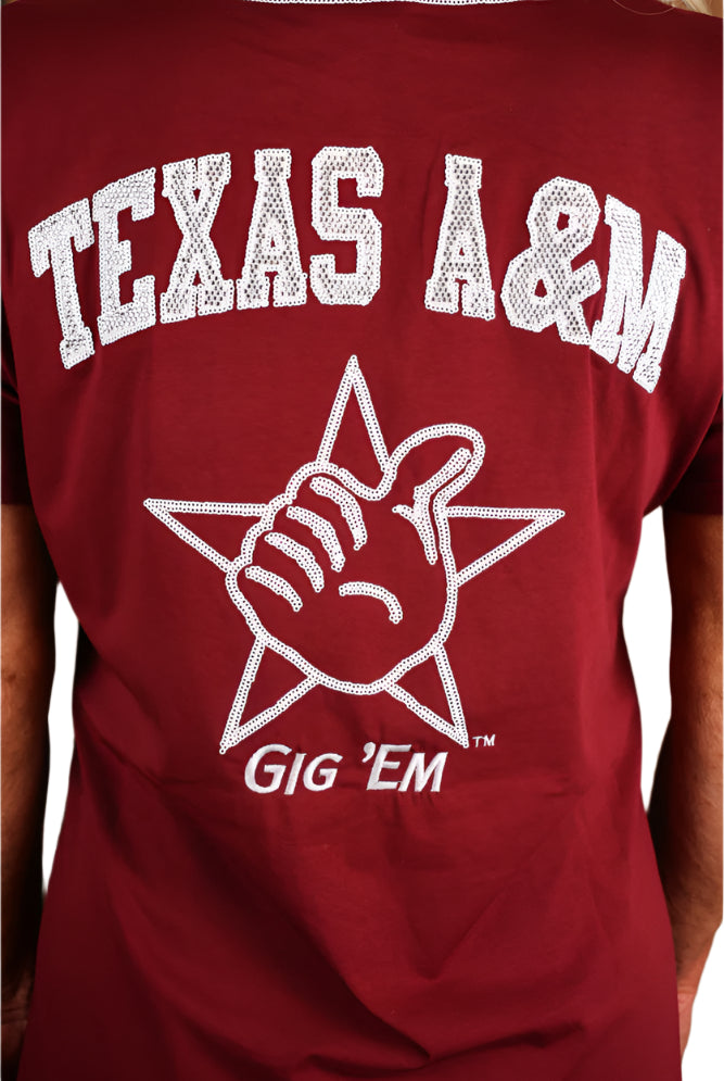 Queen Of Sparkles Licensed-Maroon Texas A&M Baseball Jersey Tee Dress-Short Dresses-Queen Of Sparkles-Deja Nu Boutique, Women's Fashion Boutique in Lampasas, Texas