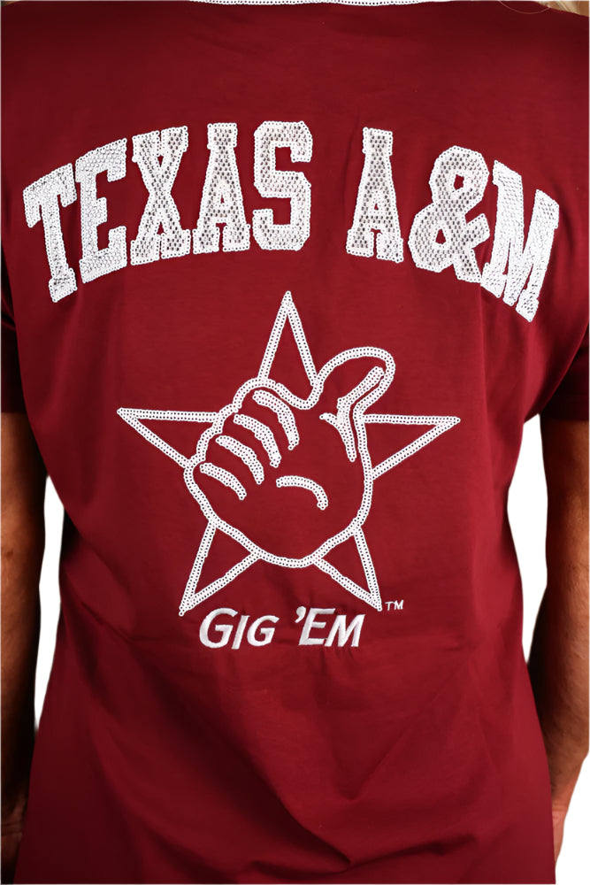 Queen Of Sparkles Licensed-Maroon Texas A&M Baseball Jersey Tee Dress-Short Dresses-Queen Of Sparkles-Deja Nu Boutique, Women's Fashion Boutique in Lampasas, Texas