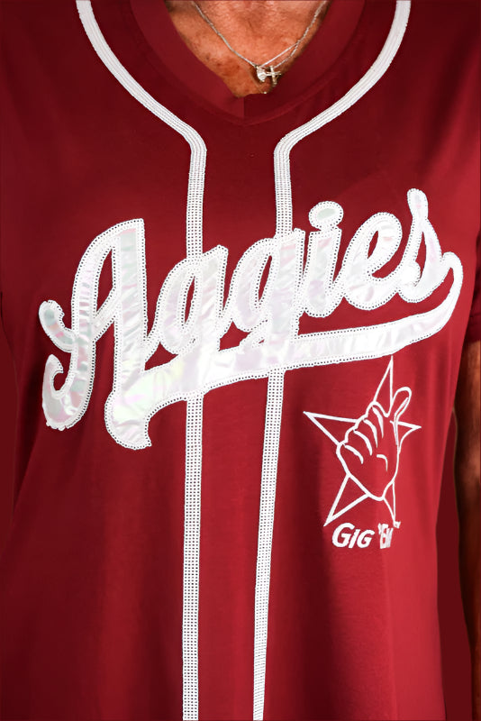 Queen Of Sparkles Licensed-Maroon Texas A&M Baseball Jersey Tee Dress-Short Dresses-Queen Of Sparkles-Deja Nu Boutique, Women's Fashion Boutique in Lampasas, Texas