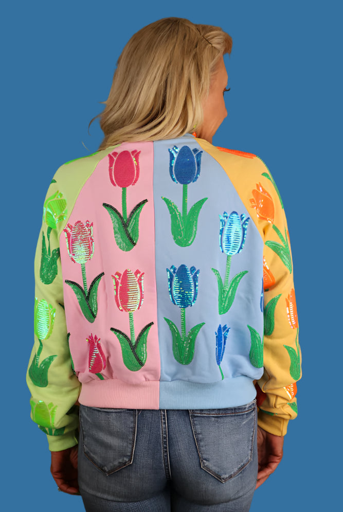 Queen Of Sparkles Neon Colorblock Tulip Sweatshirt-Tops-Queen Of Sparkles-Deja Nu Boutique, Women's Fashion Boutique in Lampasas, Texas