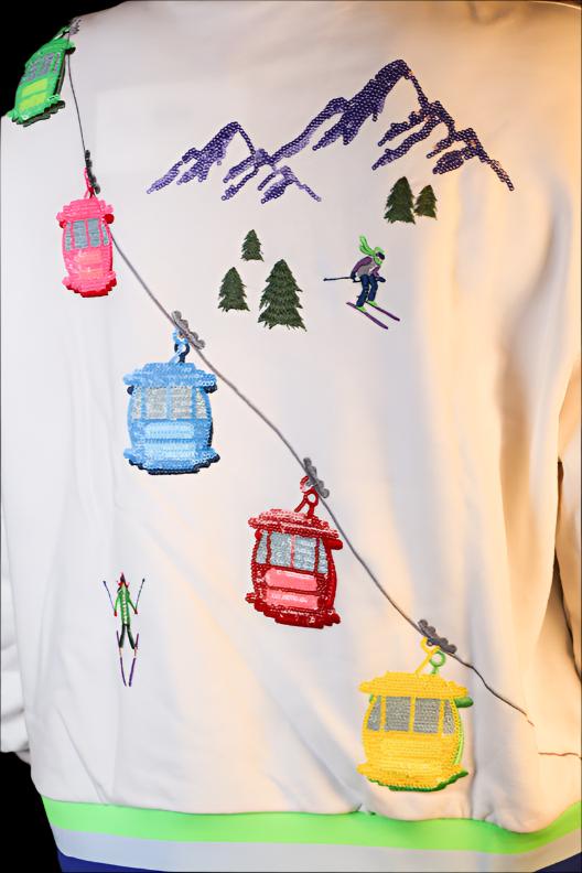 Queen Of Sparkles White Ski Lift On Gondola Sweatshirt-Sweaters-Queen Of Sparkles-Deja Nu Boutique, Women's Fashion Boutique in Lampasas, Texas