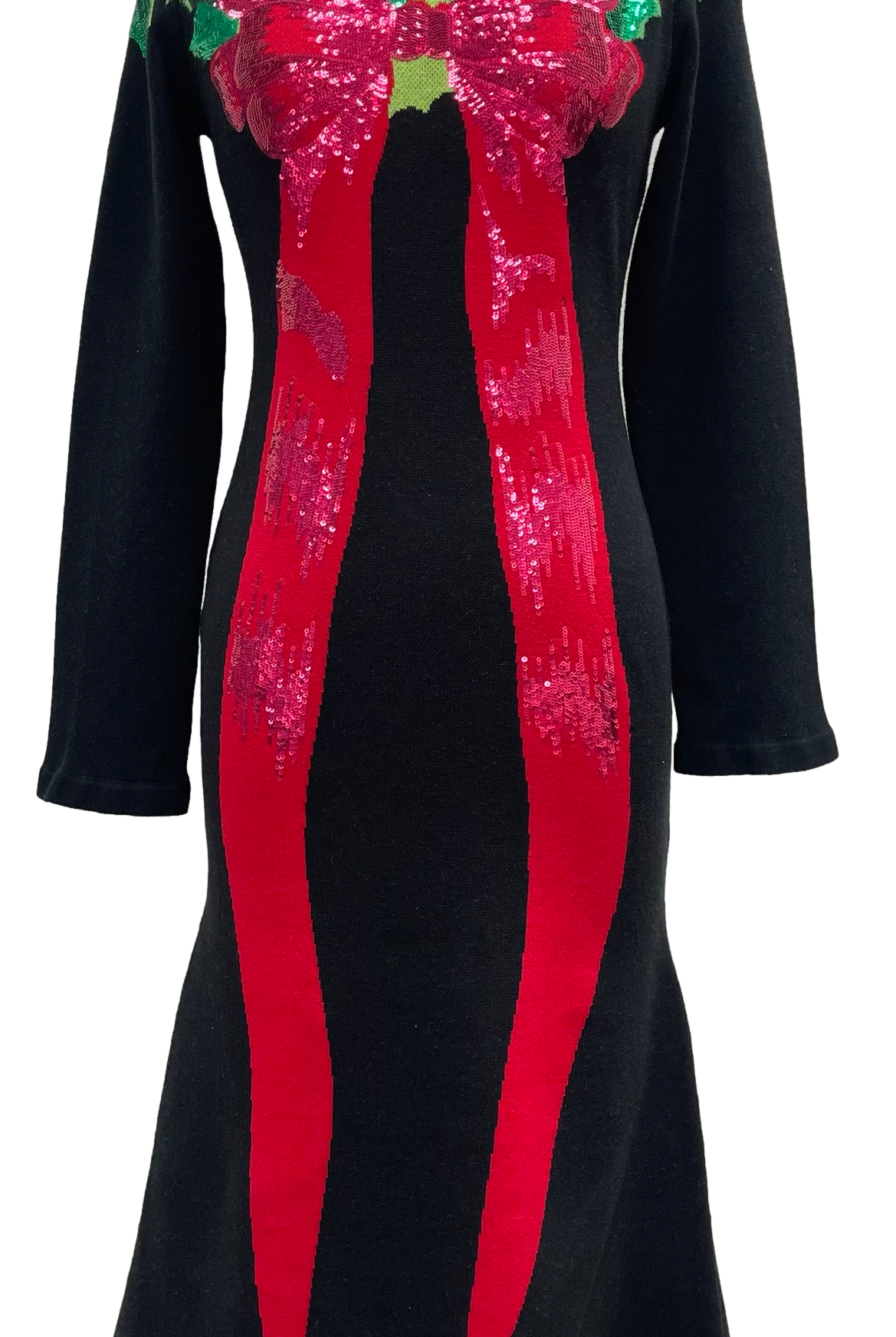 Queen of Sparkles Black Sequin Wreath Bow Knit Midi Dress-Dresses-Queen Of Sparkles-Deja Nu Boutique, Women's Fashion Boutique in Lampasas, Texas