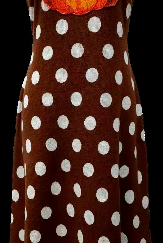 Queen of Sparkles Brown Polka Dot Pumpkin Knit Midi Tank Dress-Midi Dresses-Queen Of Sparkles-Deja Nu Boutique, Women's Fashion Boutique in Lampasas, Texas