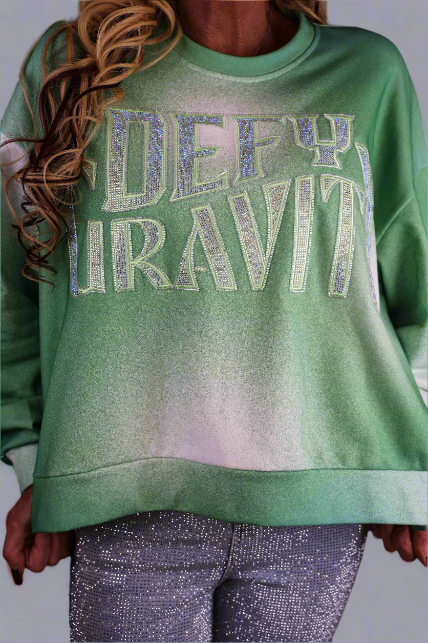 Queen of Sparkles Licensed Defy Gravity Sweatshirt-Tops-Queen Of Sparkles-Deja Nu Boutique, Women's Fashion Boutique in Lampasas, Texas