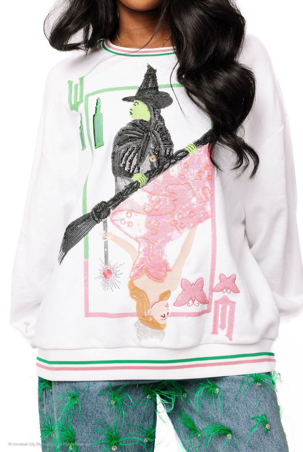 Queen of Sparkles Licensed Elphaba & Glinda Card Sweatshirt-sweatshirt-Queen Of Sparkles-Deja Nu Boutique, Women's Fashion Boutique in Lampasas, Texas