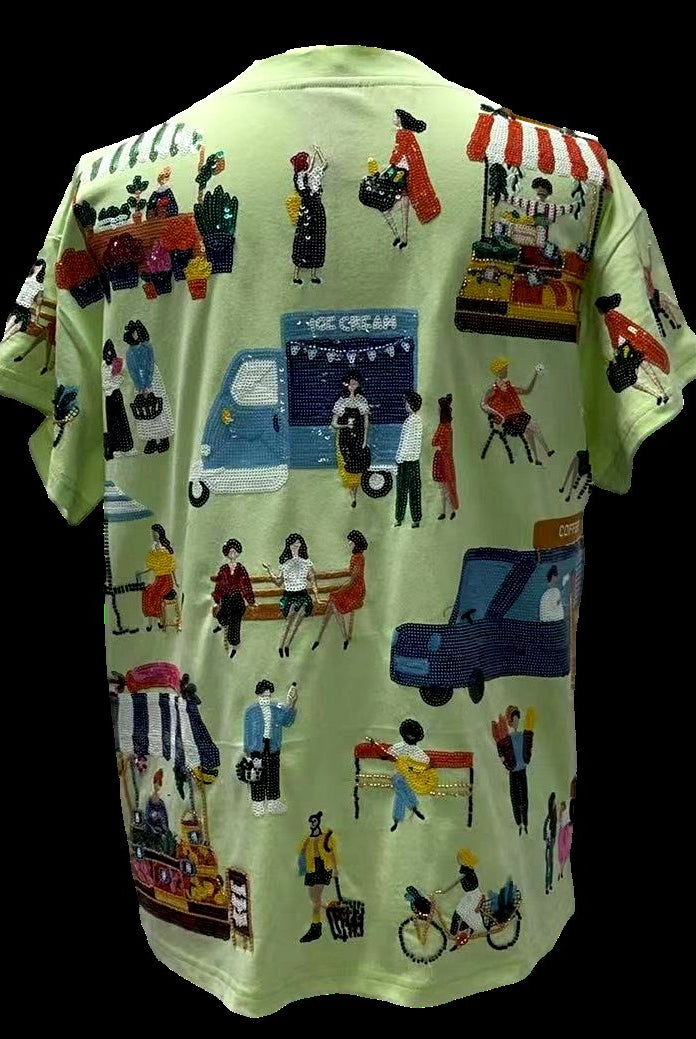 Queen of Sparkles Mint Green Farmers Market Tee-T-Shirts-Queen Of Sparkles-Deja Nu Boutique, Women's Fashion Boutique in Lampasas, Texas