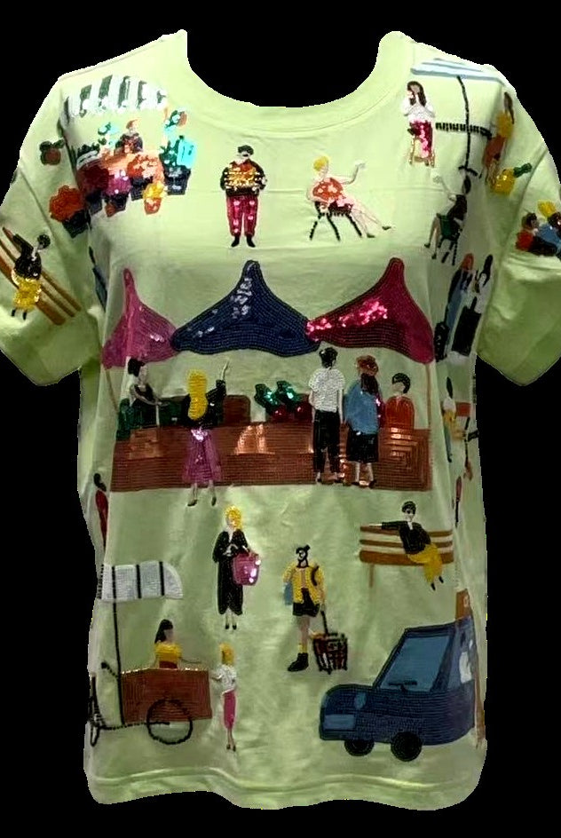 Queen of Sparkles Mint Green Farmers Market Tee-T-Shirts-Queen Of Sparkles-Deja Nu Boutique, Women's Fashion Boutique in Lampasas, Texas