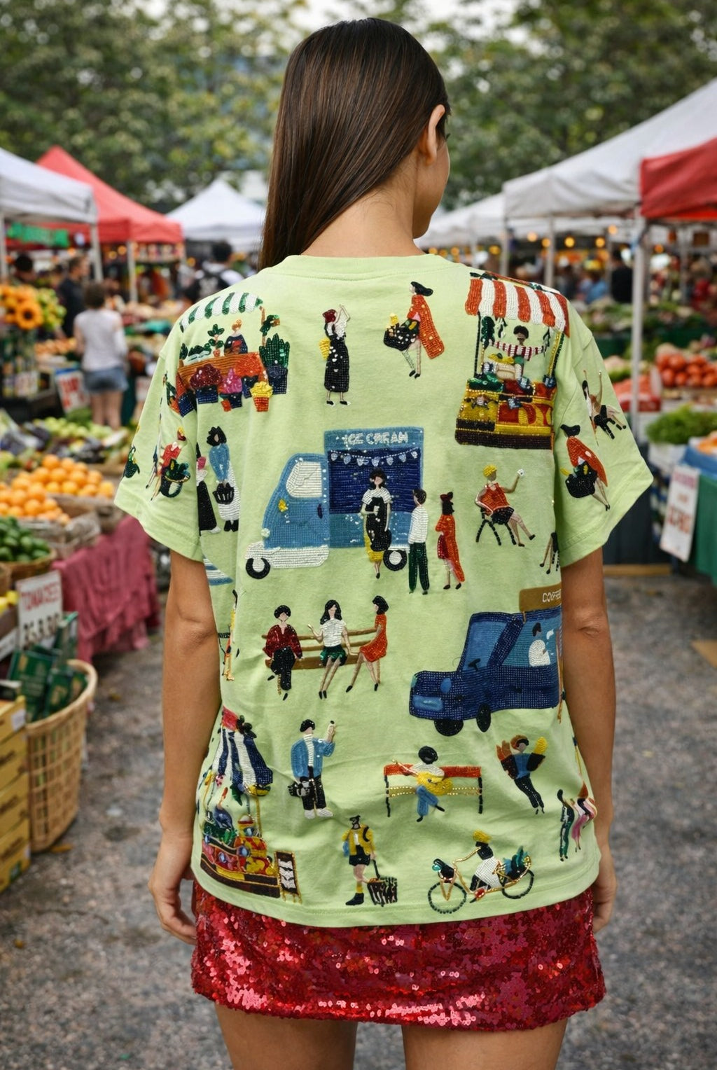 Queen of Sparkles Mint Green Farmers Market Tee-T-Shirts-Queen Of Sparkles-Deja Nu Boutique, Women's Fashion Boutique in Lampasas, Texas