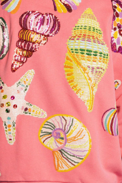 Queen of Sparkles Multi Shell Sequin Sweatshirt – Hot Pink Coastal Vibes-sweatshirt-Queen Of Sparkles-Deja Nu Boutique, Women's Fashion Boutique in Lampasas, Texas