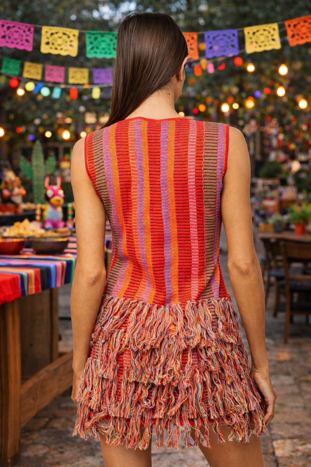 Queen of Sparkles Rainbow Floral Knit Fringe Tank Dress-mini dress-Queen Of Sparkles-Deja Nu Boutique, Women's Fashion Boutique in Lampasas, Texas