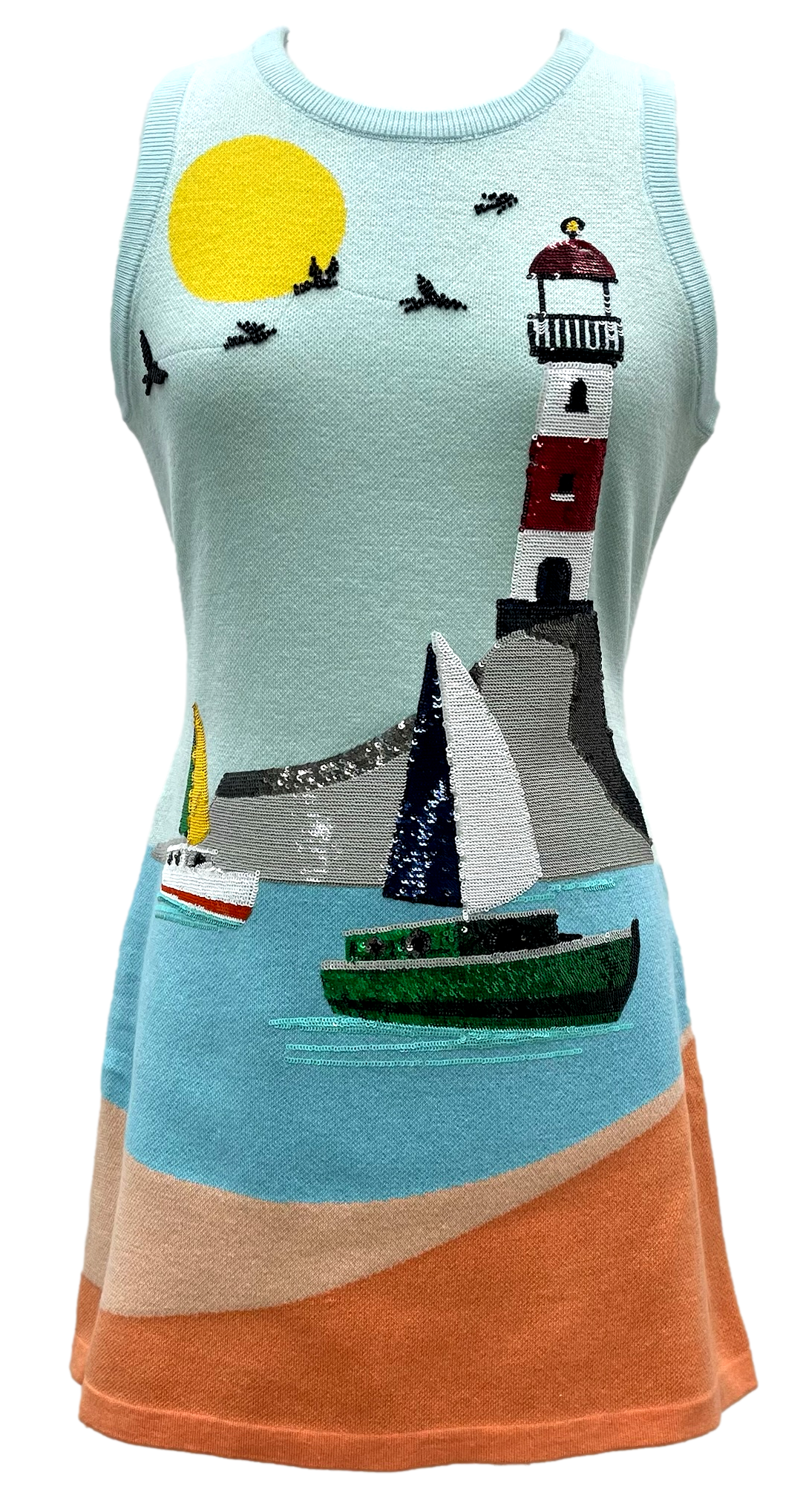 Queen of Sparkles Sail Boat and Light House Knit Tank Dress-Dresses-Queen Of Sparkles-Deja Nu Boutique, Women's Fashion Boutique in Lampasas, Texas