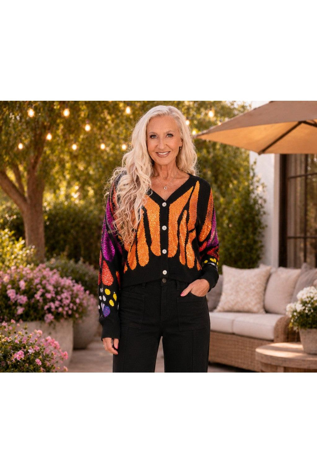 Queen of Sparkles Sequin Butterfly Wing Cardigan-Cardigans & Kimonos-Queen Of Sparkles-Deja Nu Boutique, Women's Fashion Boutique in Lampasas, Texas