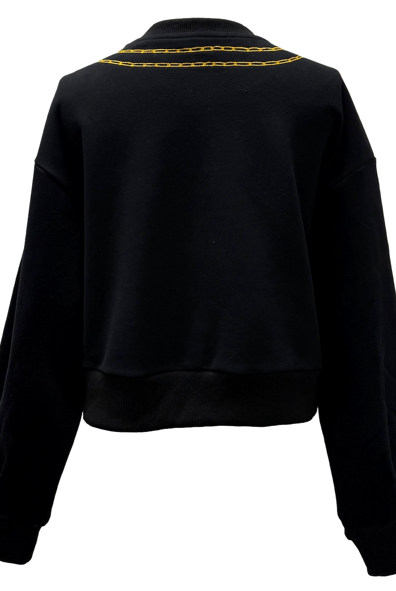 Queen of Sparkles Black Christmas Necklace Sweatshirt-sweatshirt-Queen Of Sparkles-Deja Nu Boutique, Women's Fashion Boutique in Lampasas, Texas