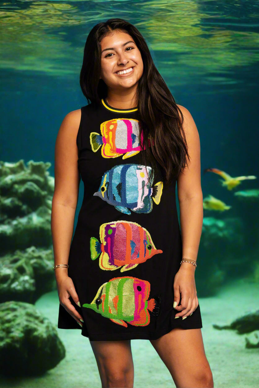 Queen of Sparkles Black Multi Fish Tank Dress-Dresses-Queen Of Sparkles-Deja Nu Boutique, Women's Fashion Boutique in Lampasas, Texas