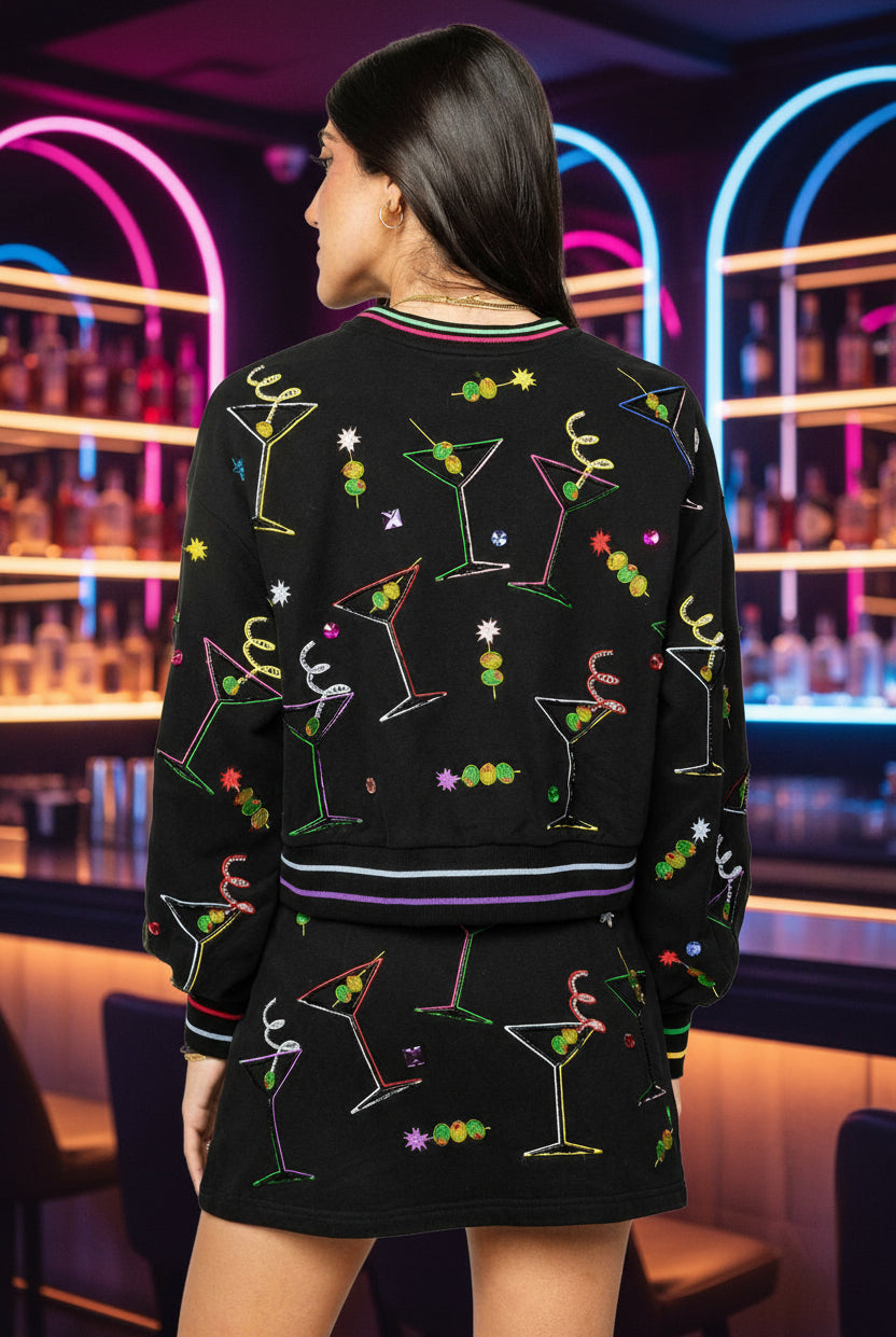 Queen of Sparkles Black Multi Rainbow Martini Skirt Skort-skort-Queen Of Sparkles-Deja Nu Boutique, Women's Fashion Boutique in Lampasas, Texas