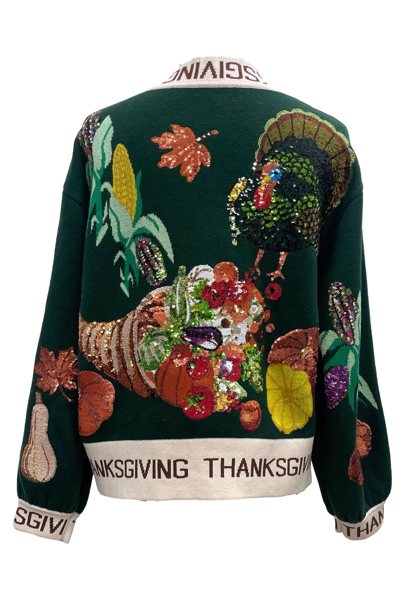 Queen of Sparkles Dark Green Thanksgiving Button Cardigan-Cardigans & Kimonos-Queen Of Sparkles-Deja Nu Boutique, Women's Fashion Boutique in Lampasas, Texas