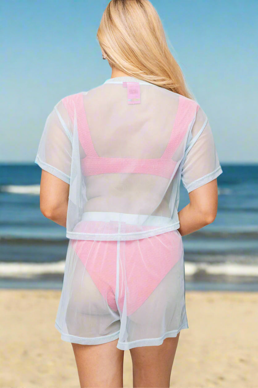 Queen of Sparkles Light Blue Mesh Fish Top-Cover Up-Queen Of Sparkles-Deja Nu Boutique, Women's Fashion Boutique in Lampasas, Texas