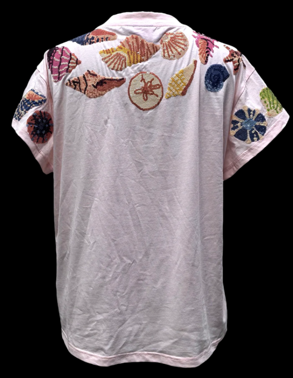 Queen of Sparkles Light Pink Multi Shell Tee-T-Shirts-Queen Of Sparkles-Deja Nu Boutique, Women's Fashion Boutique in Lampasas, Texas