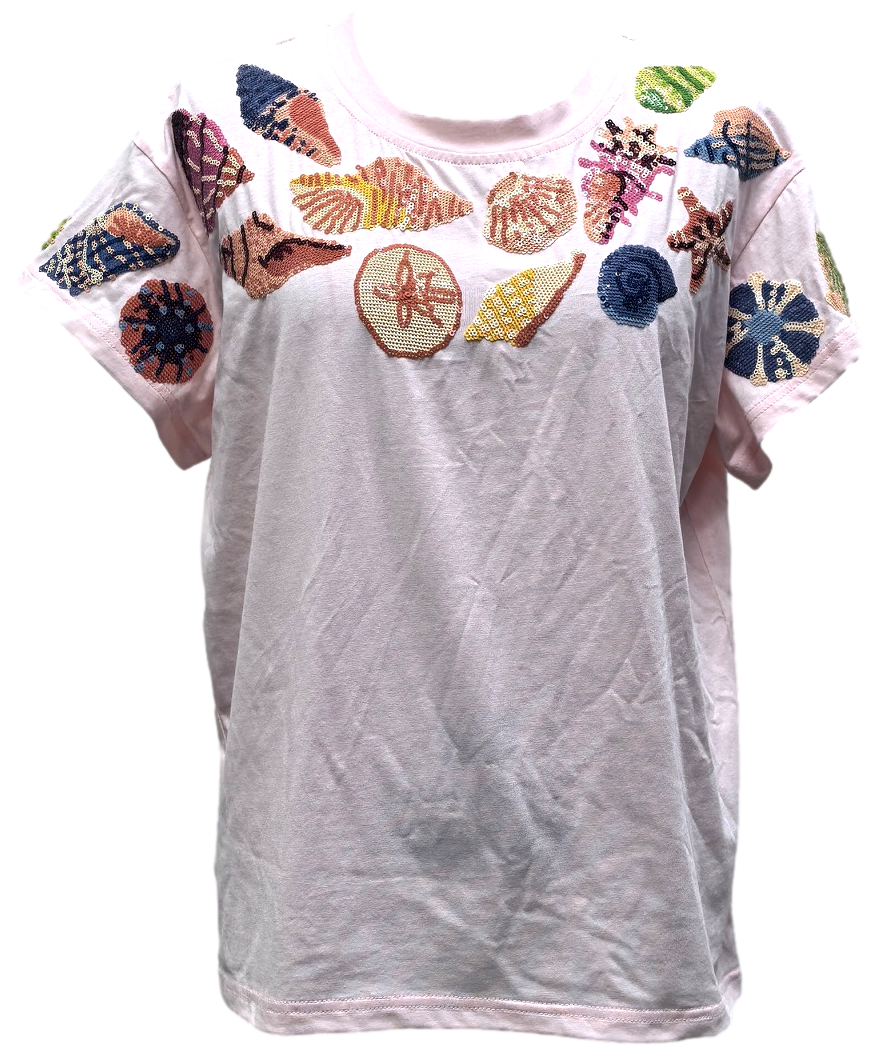 Queen of Sparkles Light Pink Multi Shell Tee-T-Shirts-Queen Of Sparkles-Deja Nu Boutique, Women's Fashion Boutique in Lampasas, Texas