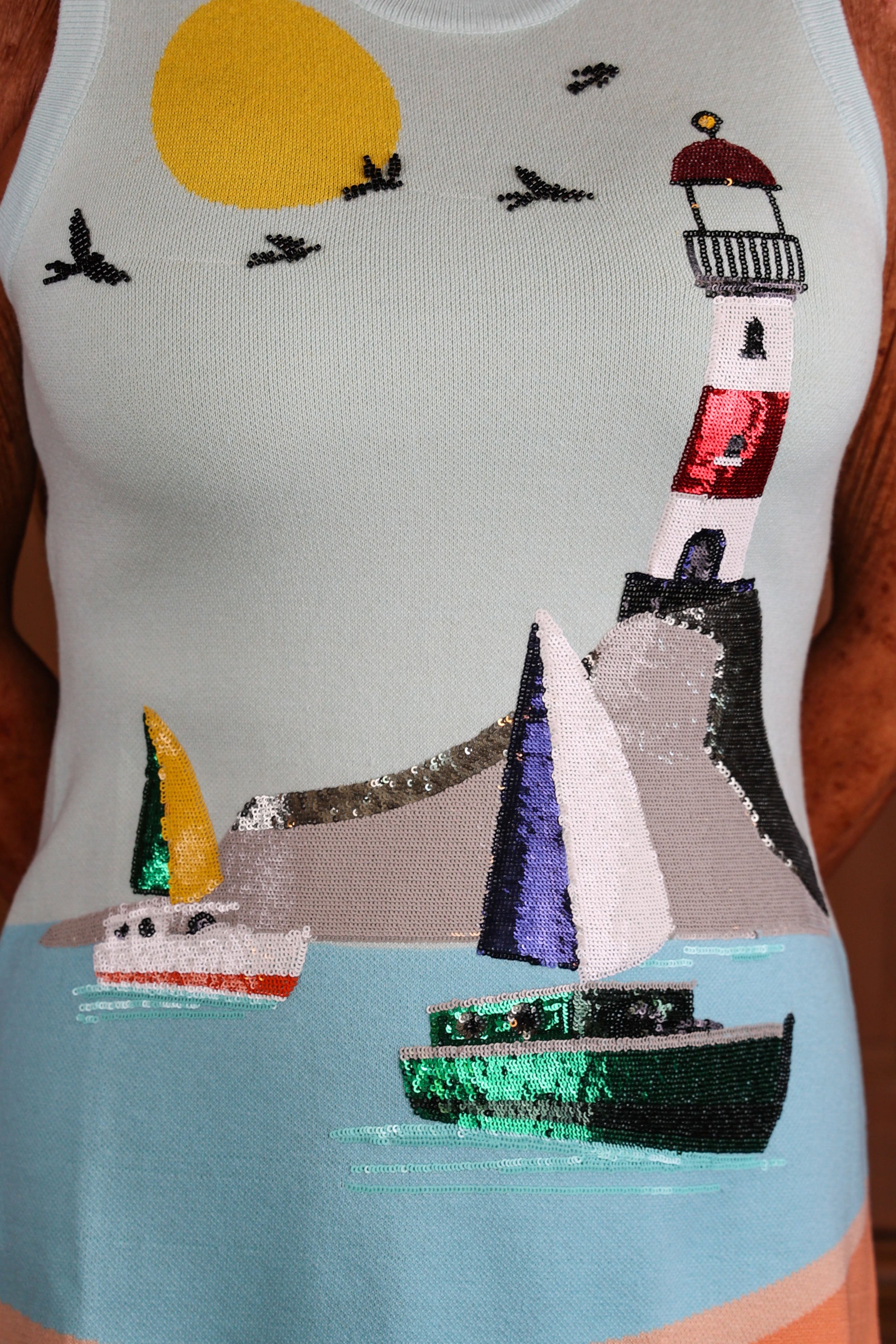 Queen of Sparkles Sail Boat and Light House Knit Tank Dress-Dresses-Queen Of Sparkles-Deja Nu Boutique, Women's Fashion Boutique in Lampasas, Texas