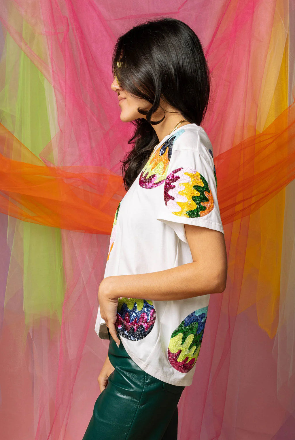 🌈🥚 Queen of Sparkles White Groovy Easter Egg Tee 🥚🌈-Tops-Queen Of Sparkles-Deja Nu Boutique, Women's Fashion Boutique in Lampasas, Texas