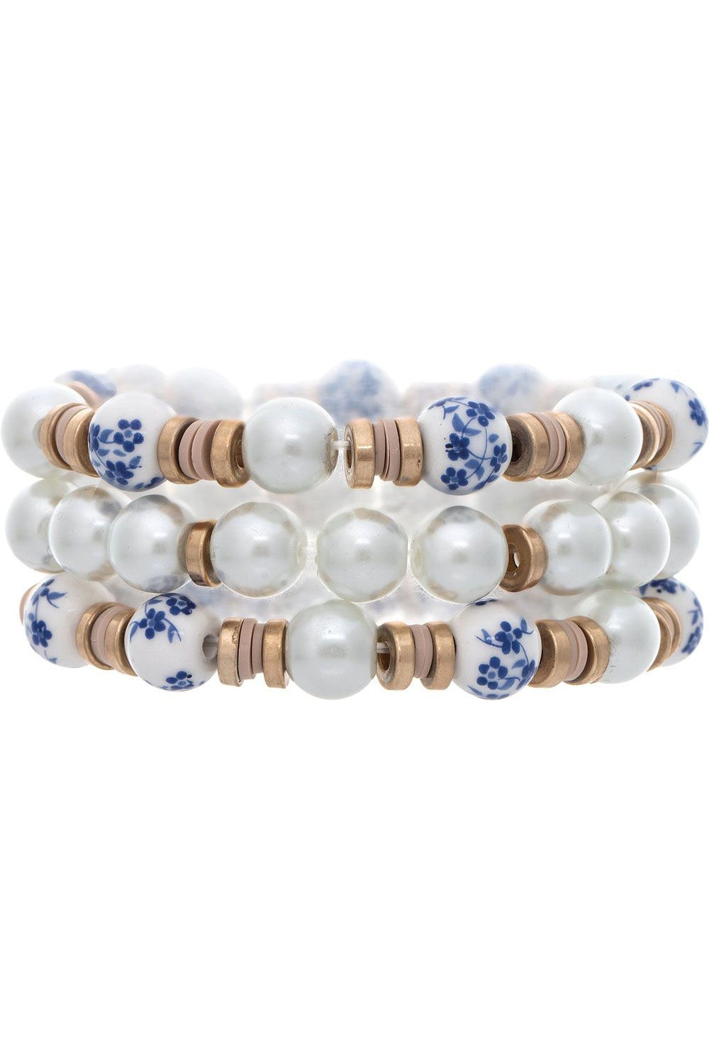 Rain Jewelry Gold Blue And White China Bead Bauble Bracelet-Bracelets-Rain Jewelry Collection-Deja Nu Boutique, Women's Fashion Boutique in Lampasas, Texas