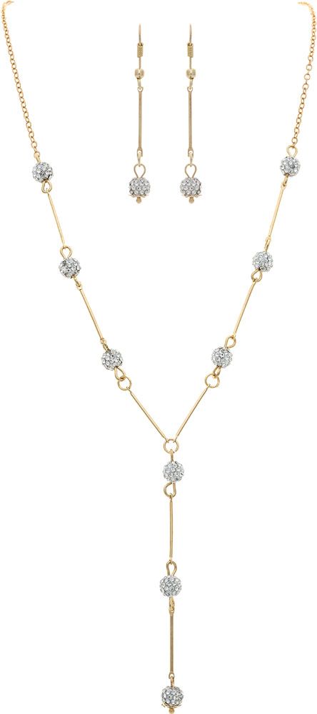 Rain Jewelry Gold Crystal Bead Link Y Necklace Set-Necklace Set-Rain Jewelry Collection-Deja Nu Boutique, Women's Fashion Boutique in Lampasas, Texas