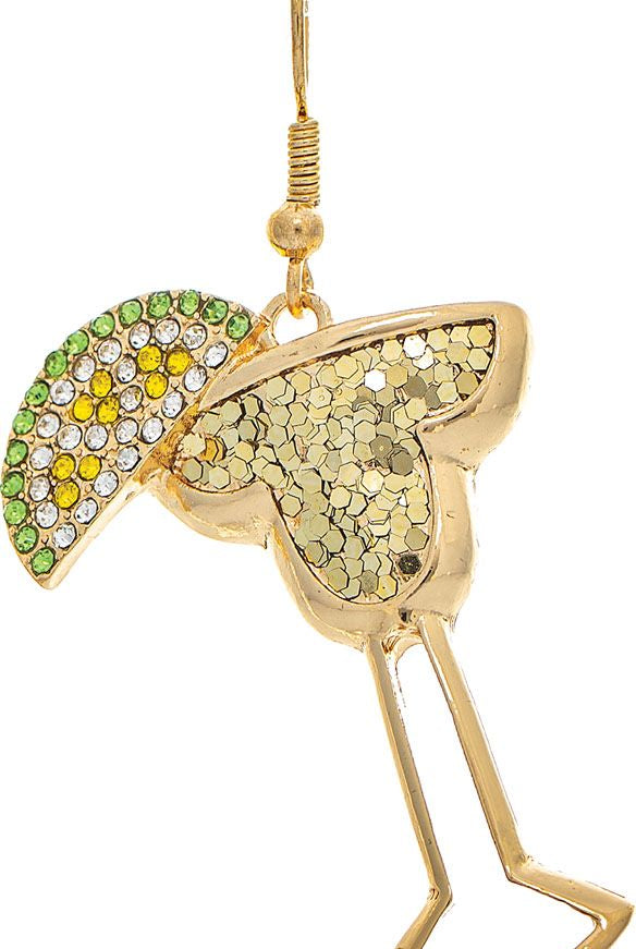 Rain Jewelry Gold Crystal Lime Sequin Margarita Glass Earring-Earrings-Rain Jewelry Collection-Deja Nu Boutique, Women's Fashion Boutique in Lampasas, Texas