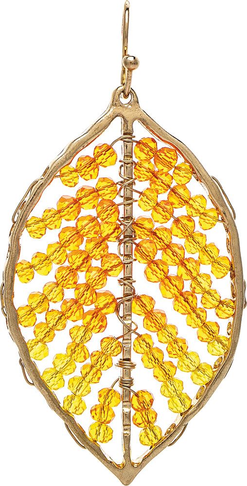 Rain Jewelry Gold Fall Orange Bead Woven Leaf Earring-Earrings-Rain Jewelry Collection-Deja Nu Boutique, Women's Fashion Boutique in Lampasas, Texas