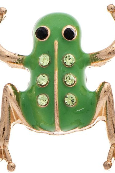 Rain Jewelry Gold Green Crystal Enamel Frog Post Earring-Earrings-Rain Jewelry Collection-Deja Nu Boutique, Women's Fashion Boutique in Lampasas, Texas