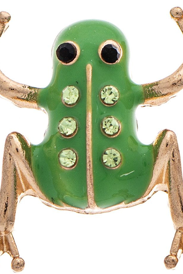 Rain Jewelry Gold Green Crystal Enamel Frog Post Earring-Earrings-Rain Jewelry Collection-Deja Nu Boutique, Women's Fashion Boutique in Lampasas, Texas