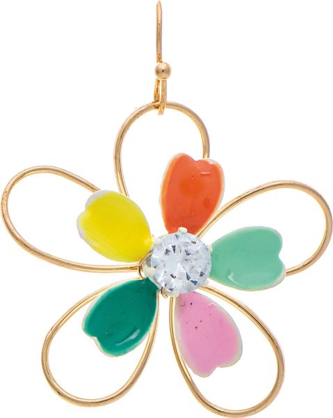 ๐ธ Rain Jewelry Gold Multicolor Enamel Crystal Center Framed Flower Earring-Earrings-Rain Jewelry Collection-Deja Nu Boutique, Women's Fashion Boutique in Lampasas, Texas