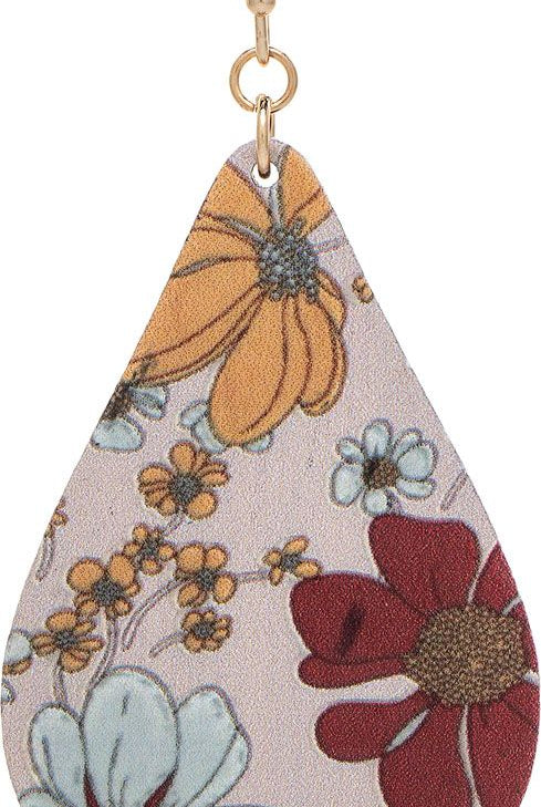 Rain Jewelry Gold Pink Red Yellow Flower Print Wood Earring-Earrings-Rain Jewelry Collection-Deja Nu Boutique, Women's Fashion Boutique in Lampasas, Texas