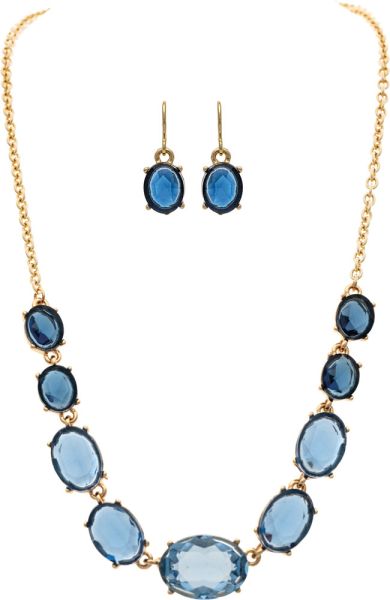 Rain Jewelry Gold & Blue Gradient Crystals Necklace Set-Necklace Set-Rain Jewelry Collection-Deja Nu Boutique, Women's Fashion Boutique in Lampasas, Texas