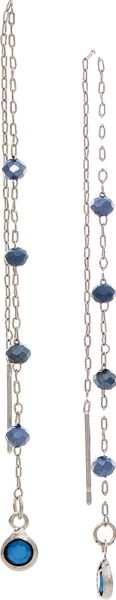 Rain Jewelry Silver Blue Bead Chain Threader Earrings-Earrings-Rain Jewelry Collection-Deja Nu Boutique, Women's Fashion Boutique in Lampasas, Texas