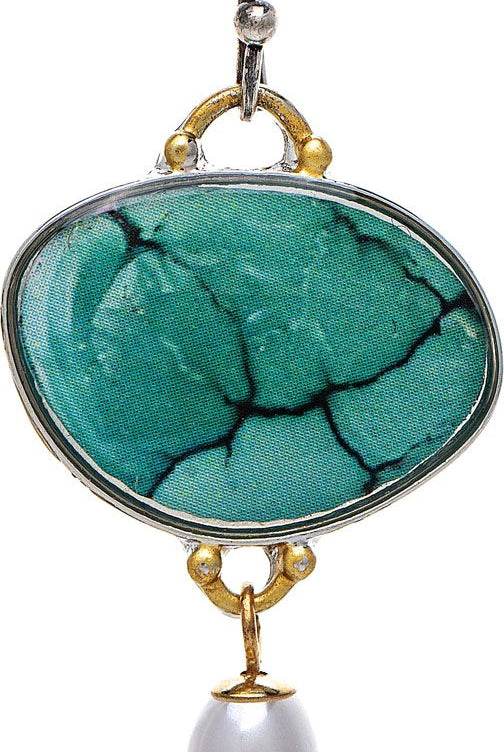 Rain Jewelry Silver Blue Veined Inlay Oval Pearl Drop Earring-Earrings-Rain Jewelry Collection-Deja Nu Boutique, Women's Fashion Boutique in Lampasas, Texas