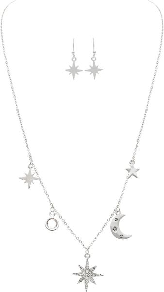 Rain Jewelry Silver Celestial Charms Chain Necklace Set-Necklace Set-Rain Jewelry Collection-Deja Nu Boutique, Women's Fashion Boutique in Lampasas, Texas