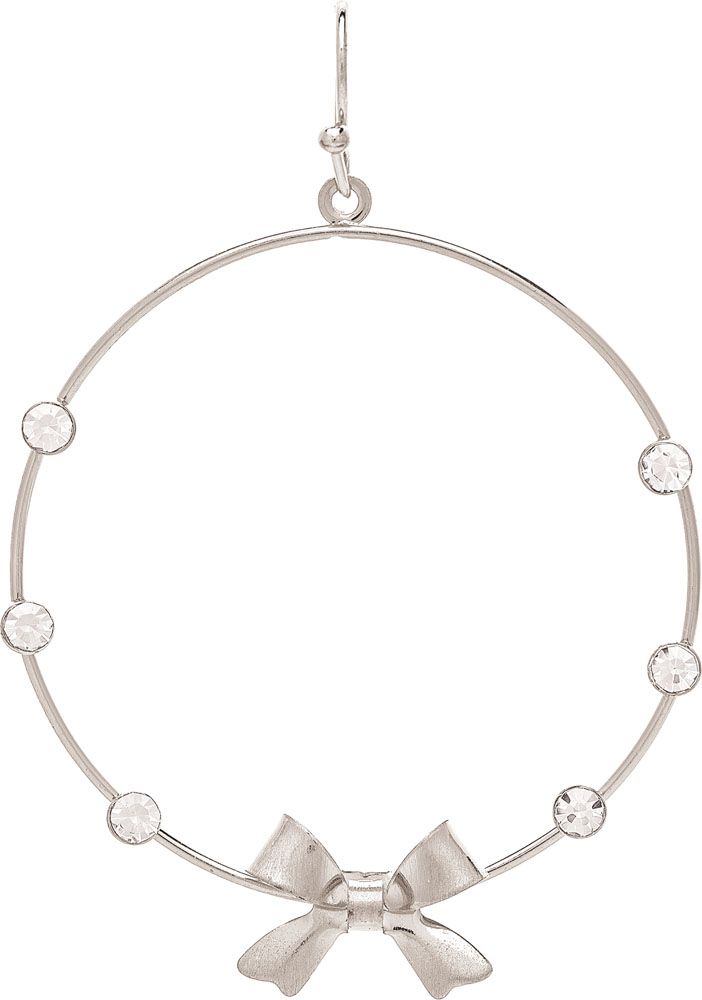 Rain Jewelry Silver Crystal Circle Bow Charm Earrings-Earrings-Rain Jewelry Collection-Deja Nu Boutique, Women's Fashion Boutique in Lampasas, Texas