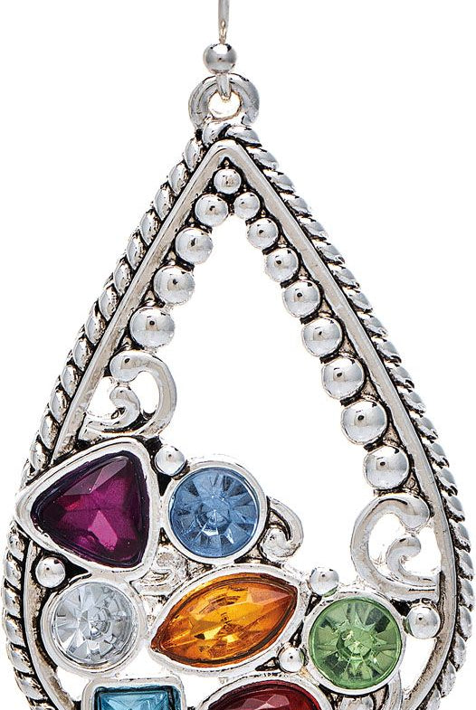 Rain Jewelry Silver Gem Set Bali Granulated Teardrop Earrings-Earrings-Rain Jewelry Collection-Deja Nu Boutique, Women's Fashion Boutique in Lampasas, Texas