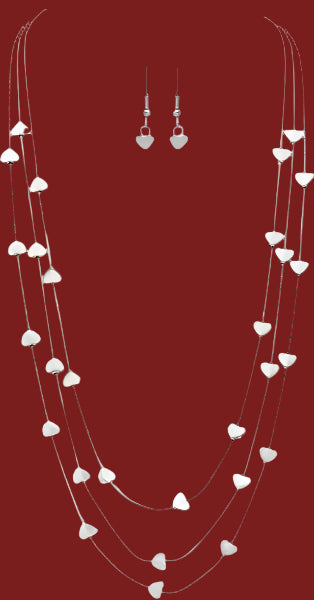 Rain Jewelry Silver Hearts Multi-Layer Necklace Set-Necklace Set-Rain Jewelry Collection-Deja Nu Boutique, Women's Fashion Boutique in Lampasas, Texas