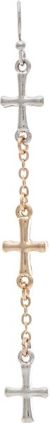 ✝️ Rain Jewelry Two-Tone Chain-Link Crosses Dangle Earrings-Earrings-Rain Jewelry Collection-Deja Nu Boutique, Women's Fashion Boutique in Lampasas, Texas