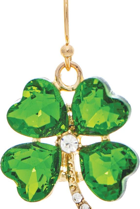 Rain Jewelry Gold Green Crystal Four Leaf Clover Earrings-Earrings-Rain Jewelry Collection-Deja Nu Boutique, Women's Fashion Boutique in Lampasas, Texas