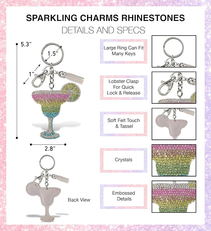 🍹 Rainbow Margarita Purse Charm – Sip, Sparkle, Repeat!-purse charm-Deja Nu Tx-Deja Nu Boutique, Women's Fashion Boutique in Lampasas, Texas