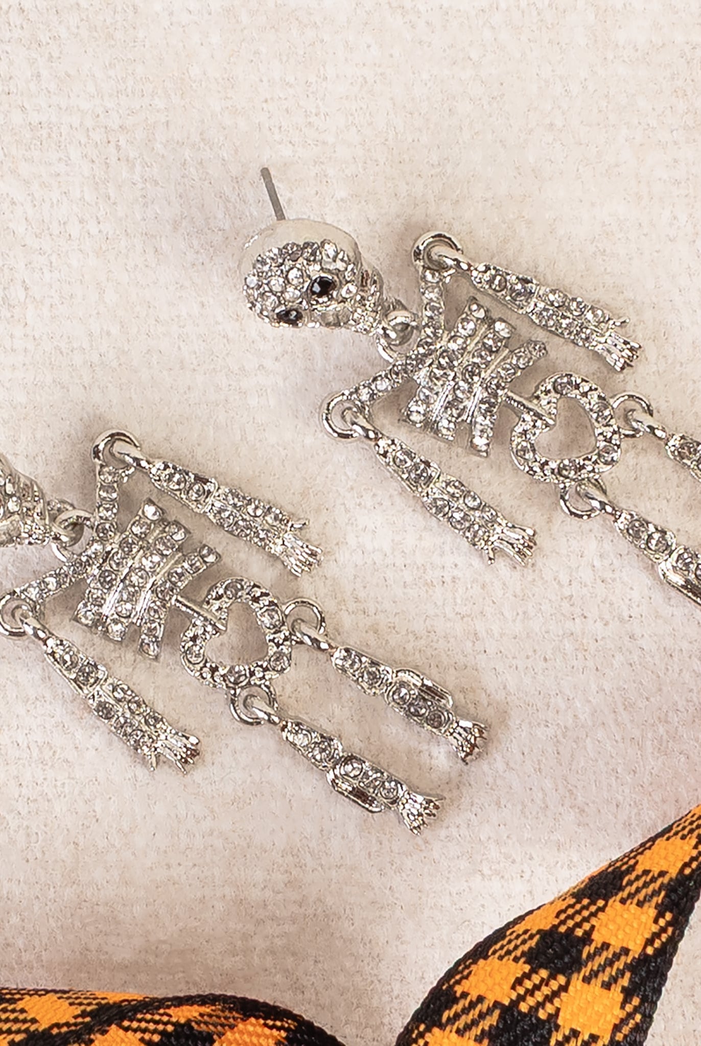 Rhinestone Skeleton Drop Earrings A Halloween Statement Jewelry-Earrings-Deja Nu Tx-Deja Nu Boutique, Women's Fashion Boutique in Lampasas, Texas