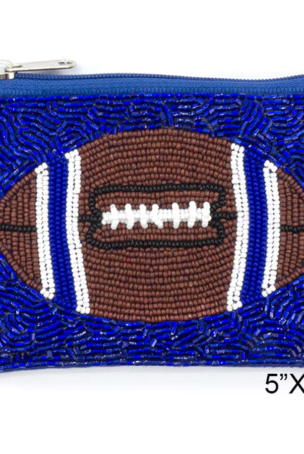 Royal Blue Football Seed Beads Coin Pouch-Coin Purse-Deja Nu-Deja Nu Boutique, Women's Fashion Boutique in Lampasas, Texas